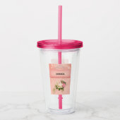 Roze bloem met Diamond Tiara Princess Design Acryl Drinkbeker (Voorkant)