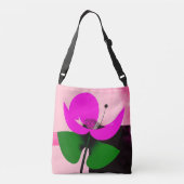 Roze bloem met groene bladeren tote bag (Achterkant)