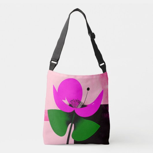 Roze bloem met groene bladeren tote bag (Voorkant)