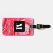 Roze Bloem met Monogram Bagagelabel (Voorkant horizontaal)