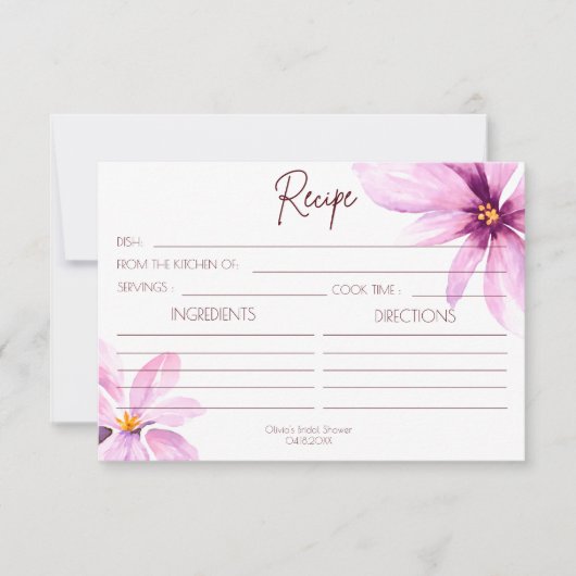 Roze Bloem minimalistisch recept Kaart (Voorkant)