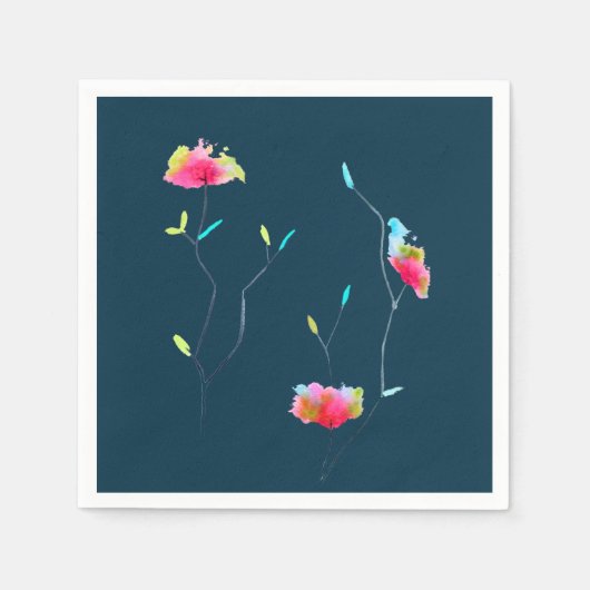 Roze bloem moderne, eenvoudige Japanse kunst Servet (Voorkant)