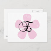 Roze bloem monogram E Briefkaart (Voorkant / Achterkant)