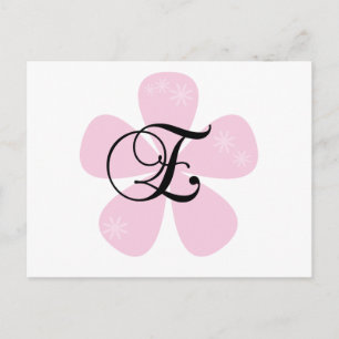 Roze bloem monogram E Briefkaart