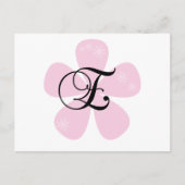 Roze bloem monogram E Briefkaart (Voorkant)
