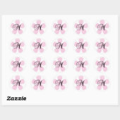 Roze bloem Monogram M Ronde Sticker (Vel)