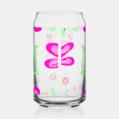 Roze bloem monogram naam toevoegen letter groen bl blikvorm glas (Links)
