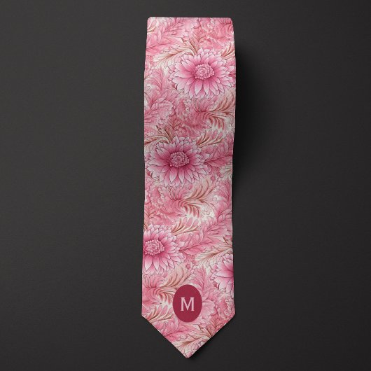 Roze Bloem Monogram Stropdas