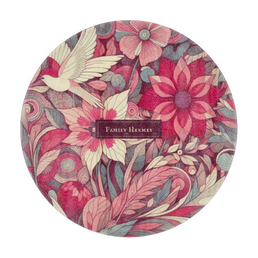 Roze Bloem Morris kunst Snijplank (Voorkant)