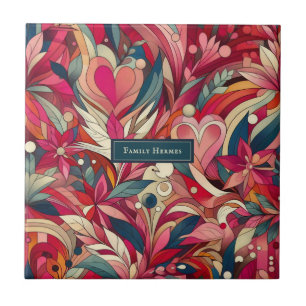 Roze Bloem Morris kunst Tegeltje