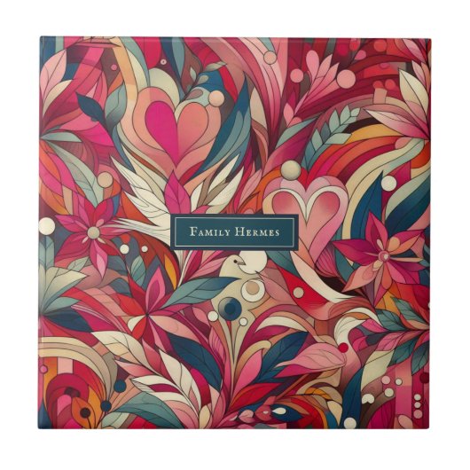 Roze Bloem Morris kunst Tegeltje (Voorkant)