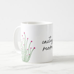 Roze Bloem Ocotillo Cactus Moeder Waterverf Koffiemok