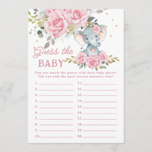Roze Bloem Olifant Douche Gok de Baby Game Notitiekaartje