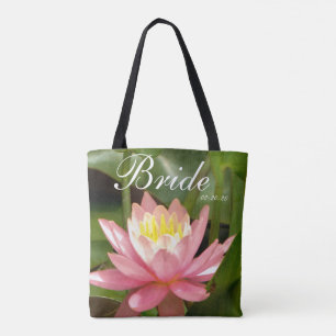 Roze bloem op maat gemaakt met naam bride & date tote bag