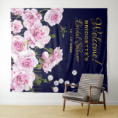 Roze Bloem Parels Trouwen Wandkleed (In Situ (horizontaal))