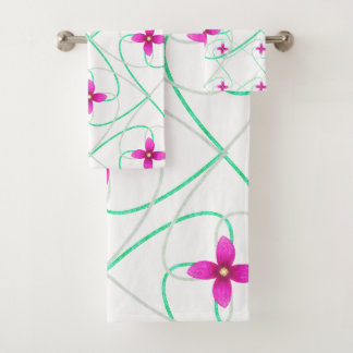 Roze bloem Patroon Bad Handdoek