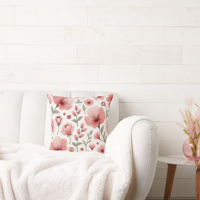 Roze bloem patroon kussen (Bank)