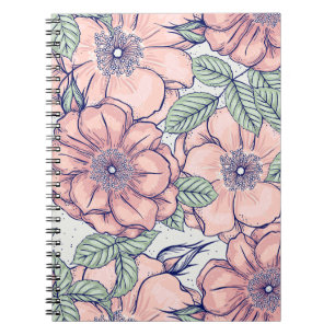 Roze Bloem Patroon   Notitieboek Dagboek