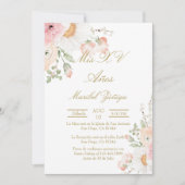 Roze bloem Quinceanera uitnodiging (Voorkant)