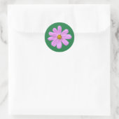Roze bloem ronde sticker (Tas)