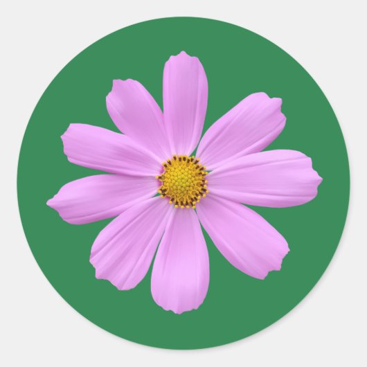 Roze bloem ronde sticker (Voorkant)