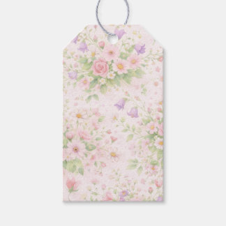 Roze bloem Roos & Madelief — Pastel Plantkunde Cadeaulabel