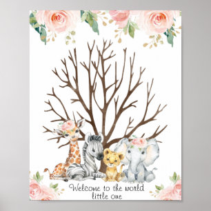 Roze Bloem Safari Vingerafdruk Gastboek Poster