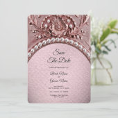 Roze Bloem Save the Date (Staand voorkant)