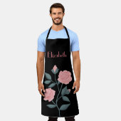 Roze bloem schort (Gedragen)