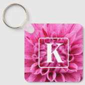 Roze Bloem Sleutelhanger met Monogram (Voorkant)