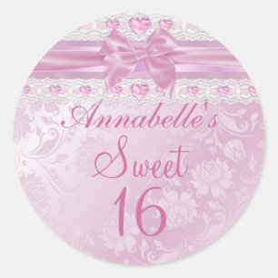 Roze Bloem & Strik Zoete 16 Sticker
