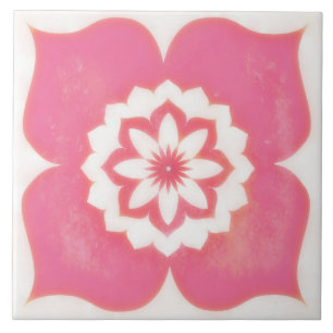 Roze Bloem Symbool Decoratie Tegel Vierkant Tegeltje