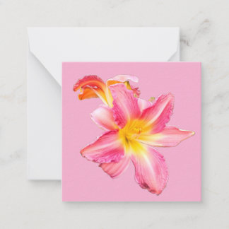 Roze bloem Textiel strepen Notitiekaartje