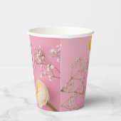 Roze Bloem Thema Bruidsborrel Papieren Bekers (Rechts)
