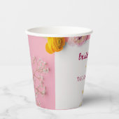 Roze Bloem Thema Bruidsborrel Papieren Bekers (Voorkant)