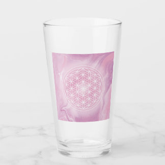 roze, bloem van het leven, heilige geometrie, mand glas