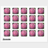 Roze bloem vierkante sticker (Vel)