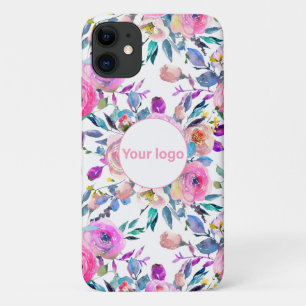 roze bloem Voeg je Logo toe iPhone 11 Hoesje