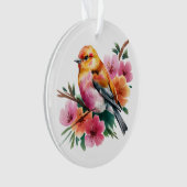 Roze Bloem Vogel Ornament (voorkant)