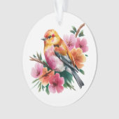 Roze Bloem Vogel Ornament (voorkant)