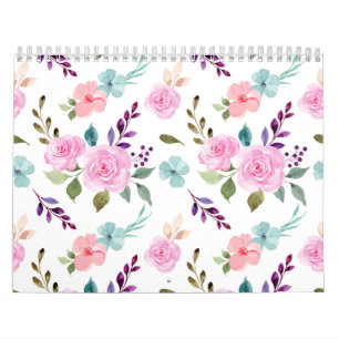 Roze bloem watercolor naadloos kalender