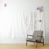 Roze bloem waterverf Doop foto prop Wandkleed (In Situ (horizontaal))