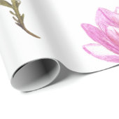 Roze Bloem Waterverf Drawing Wrapping Papier (Rol Hoek)