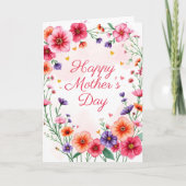 Roze Bloem Waterverf Foto Moederdag Kaart (Voorkant)