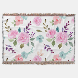 Roze bloem waterverf naadloos deken