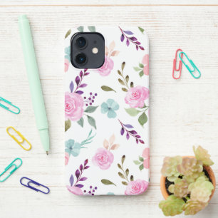 Roze bloem waterverf naadloos iPhone 12 hoesje
