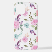 Roze bloem waterverf naadloos iPhone hoesje (Achterkant)