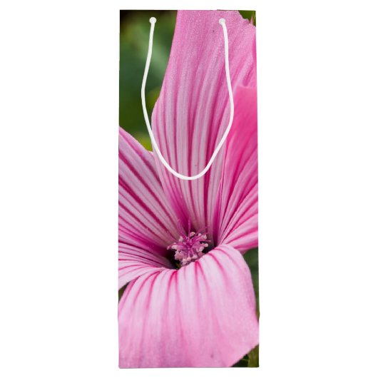 roze bloem wijn cadeautas (Achterkant)