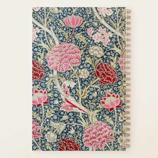 Roze Bloem William Morris Monogram Planner (Achterkant)