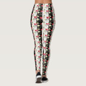 Roze bloem zwart & wit Gestreept Leggings (Achterkant)